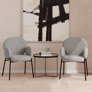 Dining Chair Scandi - Padded Boucle Cover, High Backrest by tectake