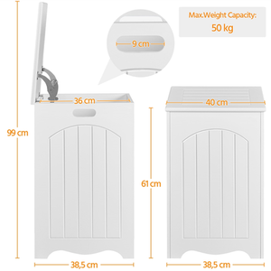 Large Square Wooden Laundry Basket - White by Yaheetech