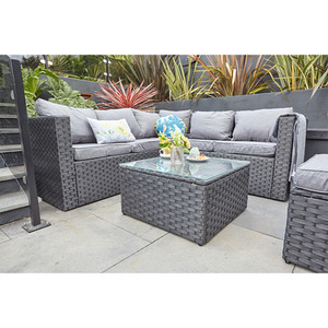 6 Seater Modular Rattan Sofa Set - Black by Furniture Maxi