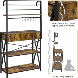 5 Tier Kitchen Bakers Rack with 2 Drawers - Rustic Brown by Yaheetech