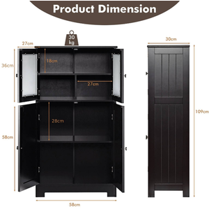 4-Door Bathroom Floor Cabinet - Black by GAINOOM