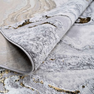 Grey Gold Metallic Distressed Marble Effect Area Rug by The Rug House