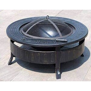 Portable Round Fire Pit Garden BBQ - Black by Garden Mile