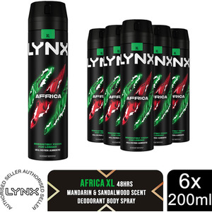 Lynx XL 48-Hour Odour Protection Body Spray Deodorant, 3 or 6 Pack, 200ml - Green / 6 by Lynx