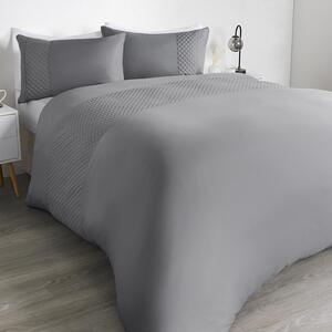 Filled Pinsonic Panel Duvet Cover Set - Grey / King by OHS