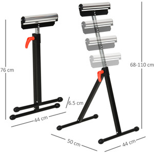 HOMCOM Roller Support Stand Metal Heavy Foldable Bench - Black and Silver by HOMCOM