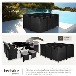 Malaga 641 Rattan Garden Furniture Set with Protective Cover by tectake