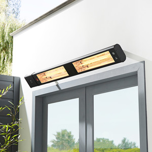 Wall Ceiling Mount Outdoor Patio Heater with Remote Control - Black by Litecraft