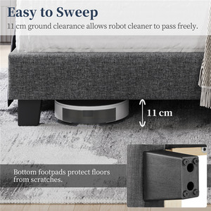 Yaheetech Upholstered Bed Frame with Channel Tufted Headboard - Dark Grey / King by Yaheetech