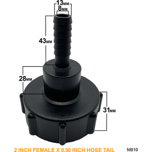 IBC S60x6 (2 inch) Female to (2 inch) Hose Tail by DNA PACKAGING LTD