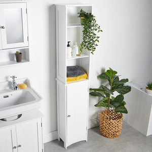 Tall Bathroom Cabinet in Shaker Style Design - White by VonHaus