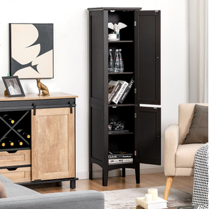 Bathroom Cabinet with 5-Tier Shelves - Black by Costway