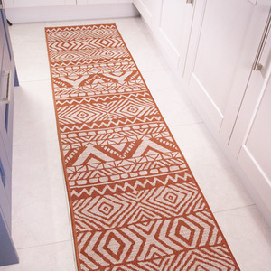 Rust Orange Aztec Tribal Flatweave Indoor Outdoor Rug by The Rug House