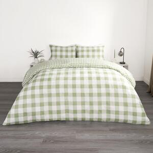 Gingham Duvet Cover Set - Green / King by OHS