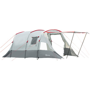 Outsunny Two-room Tunnel Tent Camping Tent with Carry Bag for 6-8 Person - Grey by Outsunny