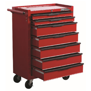 Hilka Heavy Duty 7 Drawer Trolley with Ball Bearing Slides - Red by Hilka