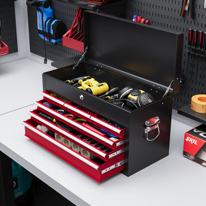 HOMCOM Lockable Metal Tool Chest - Red by HOMCOM