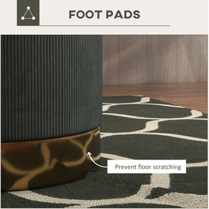 HOMCOM Round Upholstered Foot Stool with Padded Seat - Green by HOMCOM