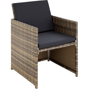 New York Rattan Garden Furniture Set with Protective Cover - Nature by tectake
