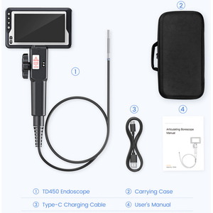 Handheld Articulating Endoscope Inspection Camera with 4.5 inch IPS LCD Screen - Black by UK Inspection Camera