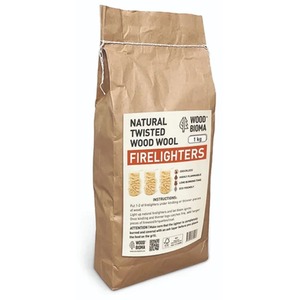 Wood Wool Firelighters Eco-Friendly Firestarters in 1kg Bag - Wood by Uk Firewood Logs
