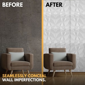 3D Wall Panels (50x50 cm) PVC Cladding Panel White Diamond Design by NOVECRAFTO