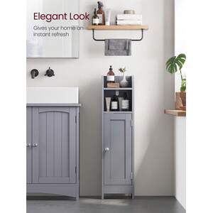 Slim Bathroom Storage Cabinet with two Shelves - Grey by VASAGLE