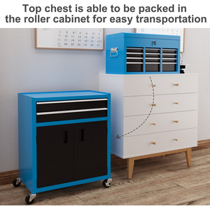 HOMCOM Portable Tool Chest with Wheels Drawers for Garage - Blue by HOMCOM