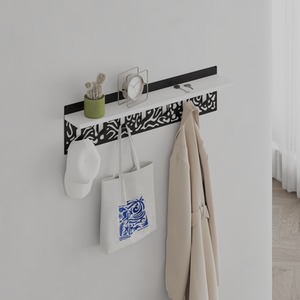Novo Modern Hanger 7 Hooks with Shelf - White by Decortie