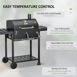Outsunny Charcoal Barbecue Grill BBQ Trolley - Black by Outsunny