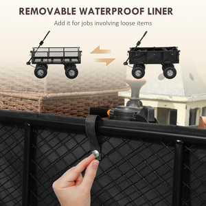 Outsunny Garden Cart with Quick-Release Sides, Removable Liner - Black by Outsunny