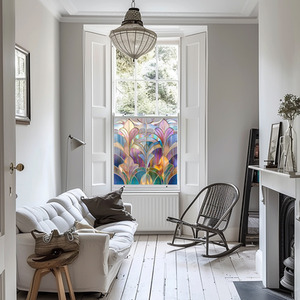 Gradara Art Deco Stained Glass Privacy Window Film - Pink / 75cm by Creative Printing