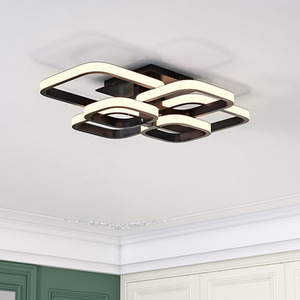 Square Black Frame Chandelier LED Ceiling Light - Black / 16cm / 120W by Livingandhome
