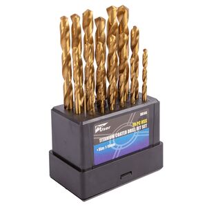 Titanium Coated Steel HSS Drill Bit 19pc Set 1-10mm - Brass by Pro User