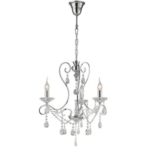 Vela Ceiling Pendant Chandelier 3 Light Polished Chrome, Crystal - Polished Chrome