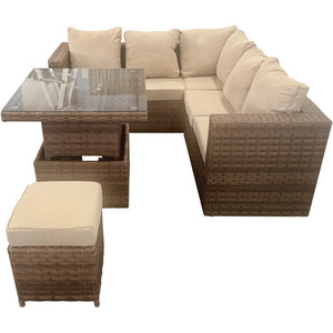 Carolina Compact Rattan Conversation Set - Brown