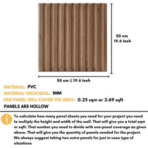 3D Wall Panels (50x50 cm) PVC Cladding Panel in 3D Fluted Line Design by NOVECRAFTO