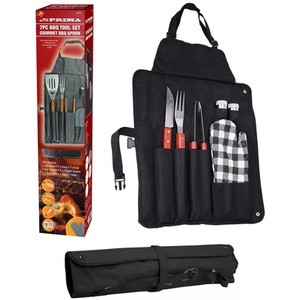 7pc BBQ Apron Tool Set - Black by Prima