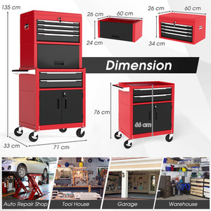 3-in-1 Tool Storage Cabinet Rolling Tool Chest by Costway