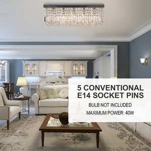 HOMCOM Crystal Ceiling Light Square Chandelier - Silver by HOMCOM