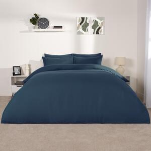 Plain Dyed Duvet Cover Set - Denim Blue / Single by Brentfords