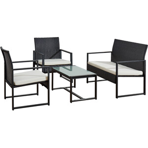 4 Piece Steel and Rattan KD Sofa Set - Black by Outdoor Essentials