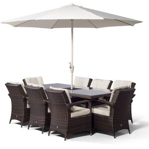 Arizona Square Rattan Patio Dining Set with Ice Bucket Drinks Cooler - Brown / 8 by Giardino