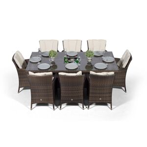 Savannah Square Rattan Patio Dining Set with Ice Bucket Drinks Cooler - Brown / 8 by Giardino
