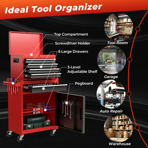 2-in-1 Rolling Tool Chest - Red & Black by Costway