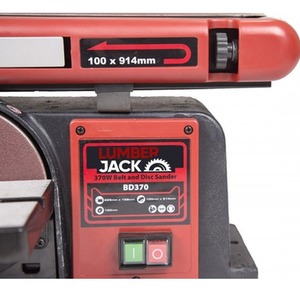 Lumberjack Belt and Disc Bench Top Sander Linisher Heavy Duty Cast Iron Base - Red by Lumberjack
