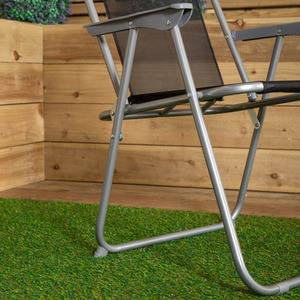 Fixed Position Foldable Garden Chair - Black and Grey by Samuel Alexander