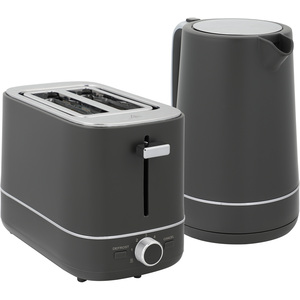 HOMCOM 1.7L Fast Boil Kettle and 2 Slice Toaster Set Defrost Reheat - Grey by HOMCOM