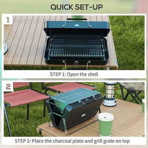 Outsunny Mini Suitcase Charcoal Barbecue Grill - Black by Outsunny