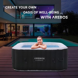 In-Outdoor Whirlpool Square Spa Pool Hot Tub Inflatable - Black by Arebos